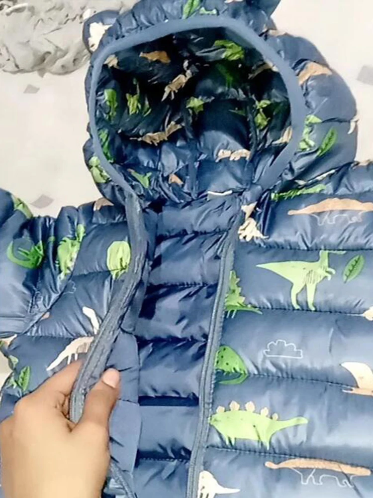 Bambini ragazzo piumino leggero ragazza bambino cartone animato dinosauro capispalla cappotto con cappuccio autunno inverno vestiti regali di compleanno di natale