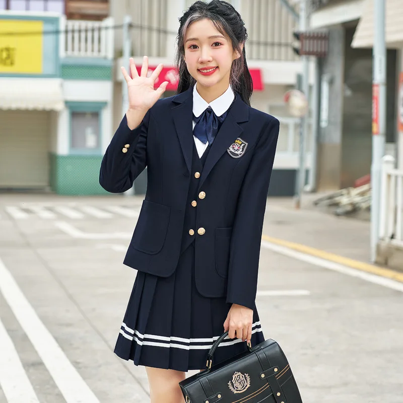 Student School Uniform College Style Suit Pleated SkirtjkWomen's Dress Suit Kindergarten Teacher Kindergarten Suit High School U