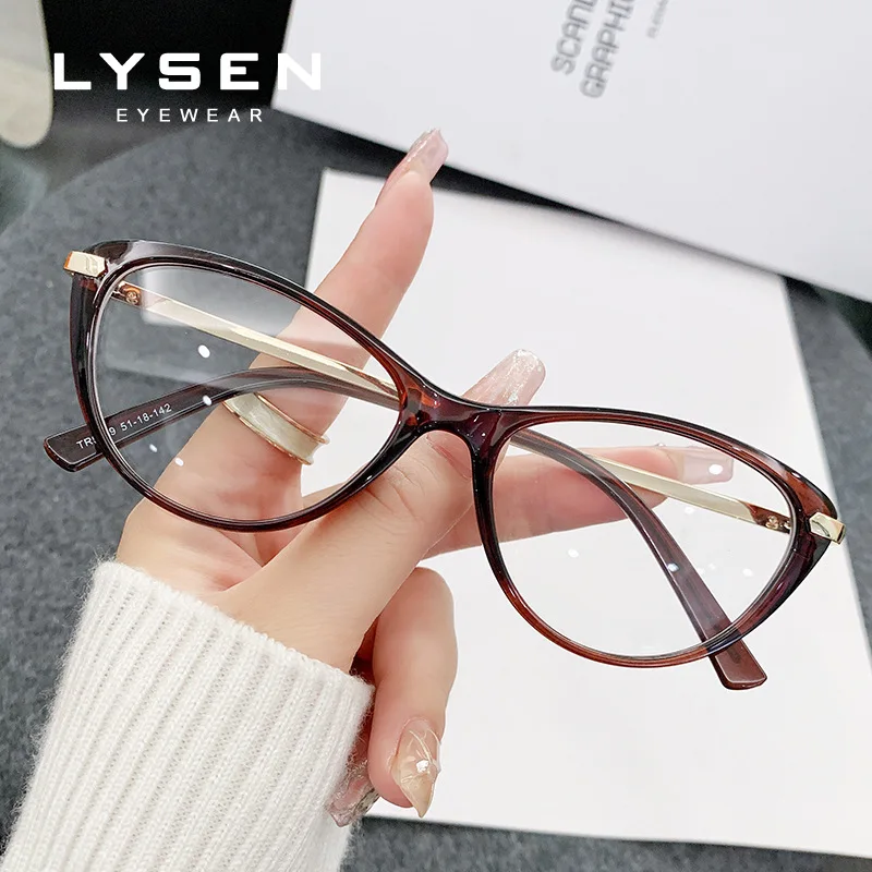 LYSEN موضة عين القط المرأة قصر النظر اللونية مكافحة نظارات الضوء الأزرق نظارات للقراءة مع وصفة طبية العدسات التقدمية #6