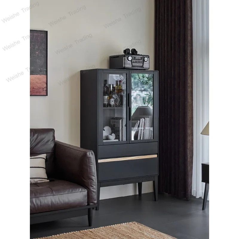 

Retro style solid wood home bookcase, living room locker, sofa side cabinet, display cabinet, storage cabinet