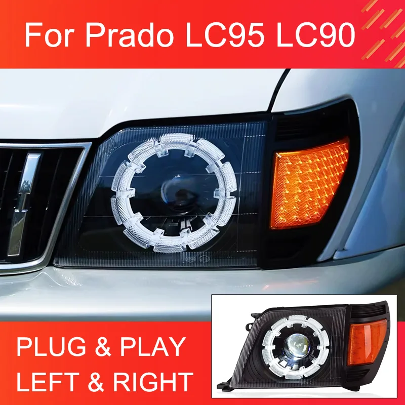

1 пара светодиодных фар для Prado LC95 LC90 3400 2700 1996-2002 гг. Светодиодные фары Plug and Play с полными светодиодными налобными фарами