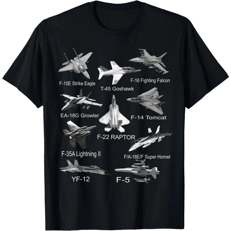 American Fighters Jets F22 Raptor F14 Tomcat Plane Spotting T-Shirt  Mens T Shirts