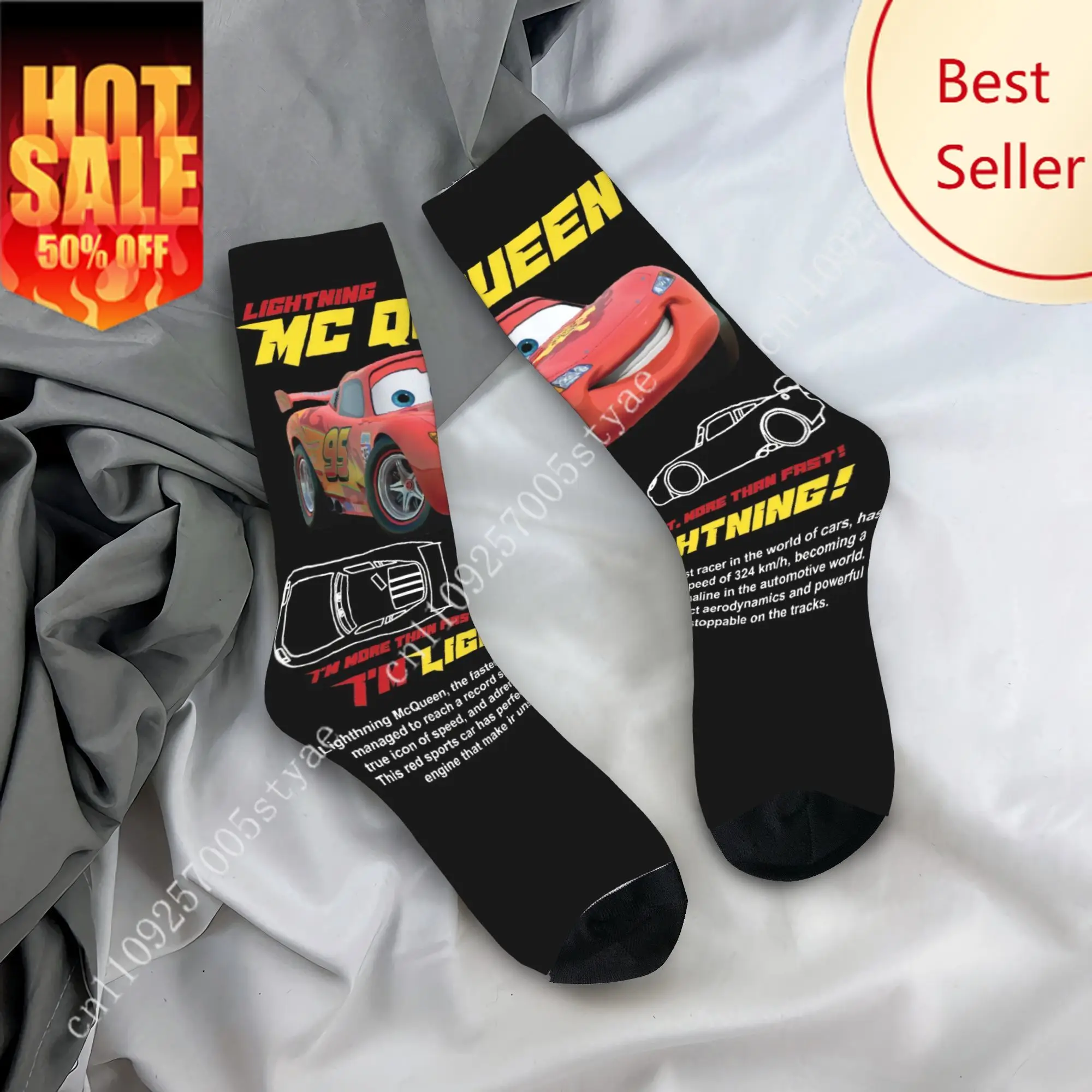 Medias Cars Lightning McQueen, calcetines para hombre, calcetines Harajuku medianos suaves, calcetines estampados antideslizantes para ciclismo de invierno, Idea de regalo