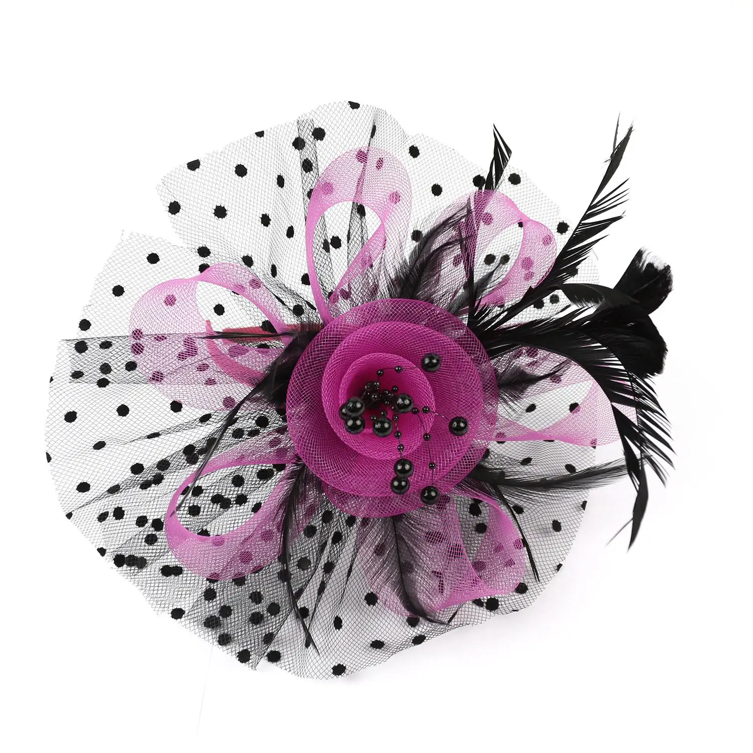 Stylish Hair Fascinators Cocktail Mesh Flower Feathers Hair Clip Alice Headband Clip Tea Party Headband Fascinator Hat