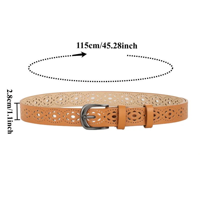 IF IFOND New Arrival Fashionable Women’s Faux Leather Belt Korean-Style Women’s Openwork Buckle Belt No Holes Required