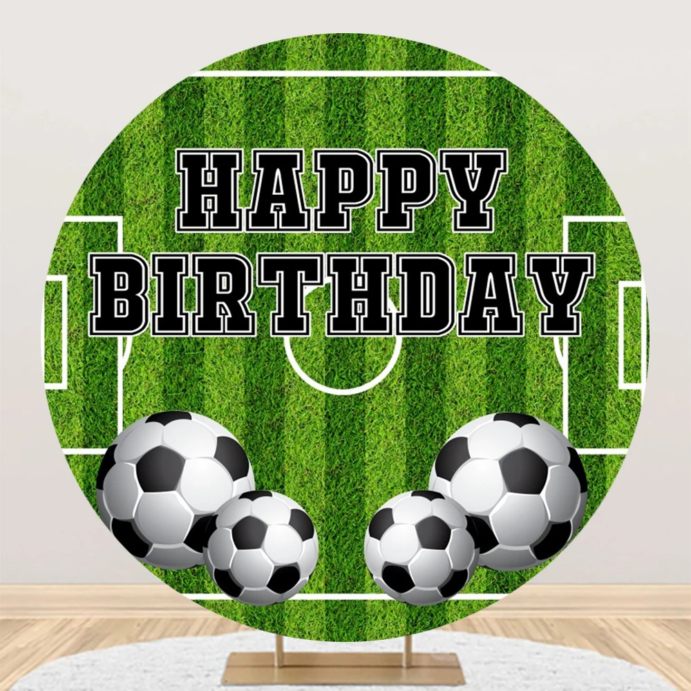 Laeacco Football Stadium Round Backdrop for Photography Sports Field Trophy  Little Boys Birthday Party Photographic Backdrop St