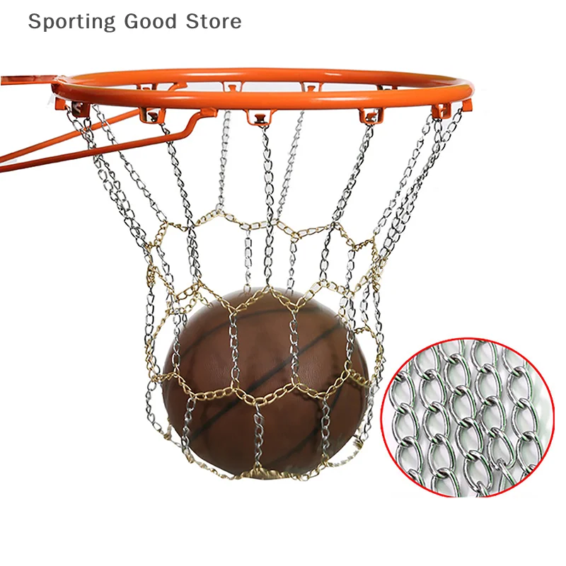 

Galvanized Chain Basketball Net Metal Chain Basket Frame Basketball Target Net Sports Rims Rustproof Outdoor Basketball Net