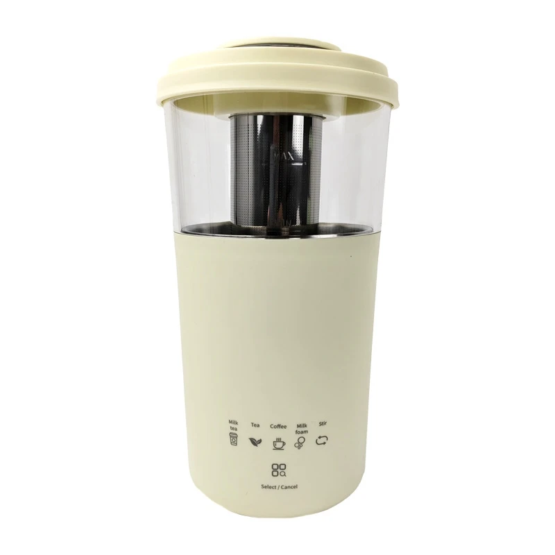 Multifunction Milk Tea Maker Flower Fruit Tea Milk Foam Stirring Small Coffee Machine Home Office Yellow EU Plug