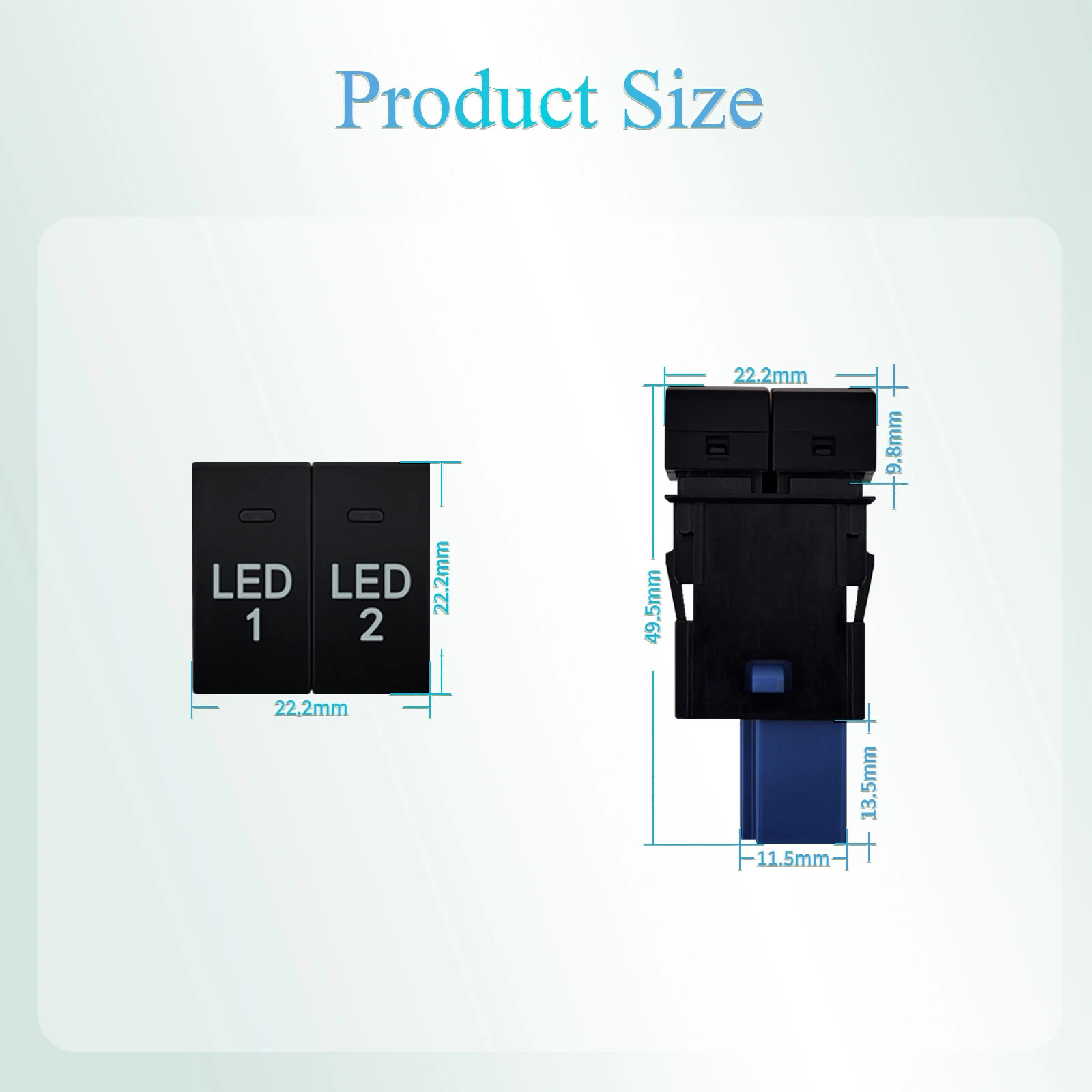 12V Dual Push Button LED Switch with Wire Front Rear Fog Light DRL Spot Light Camera Heater for Toyota Prado/Senna/LC300/Camry