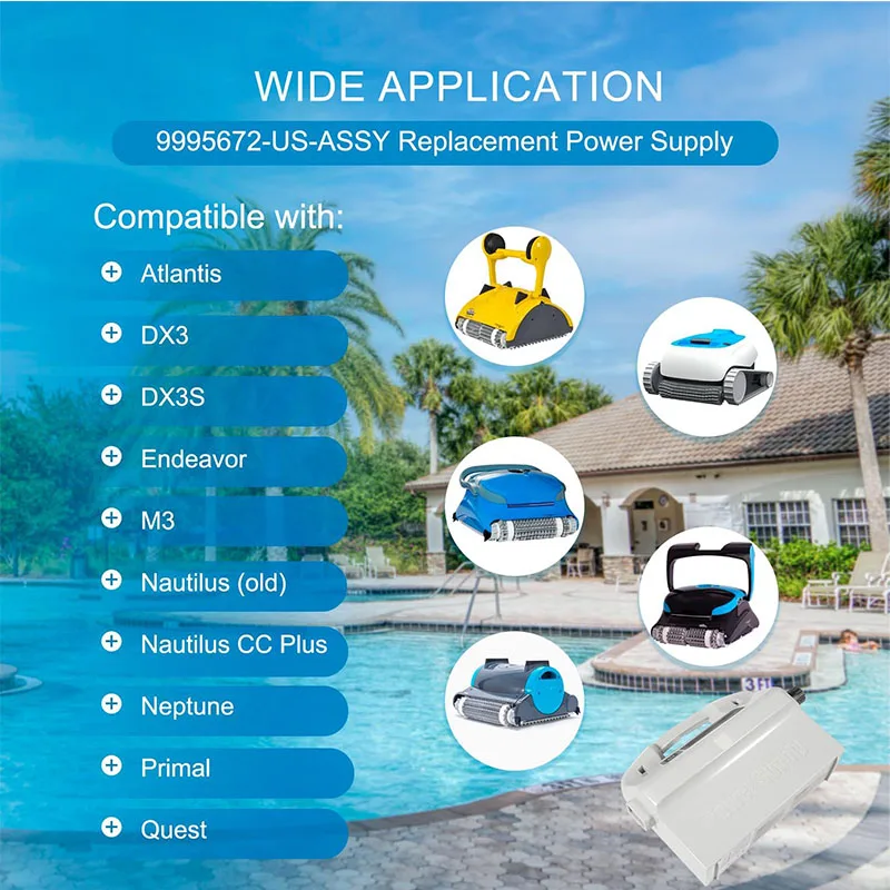 9995672-US-ASSY Power Supply with Power Cord Replacement for Dolphin Maytronics Atlantis, DX3, DX3S , M3 Robotic Pool Cleaners