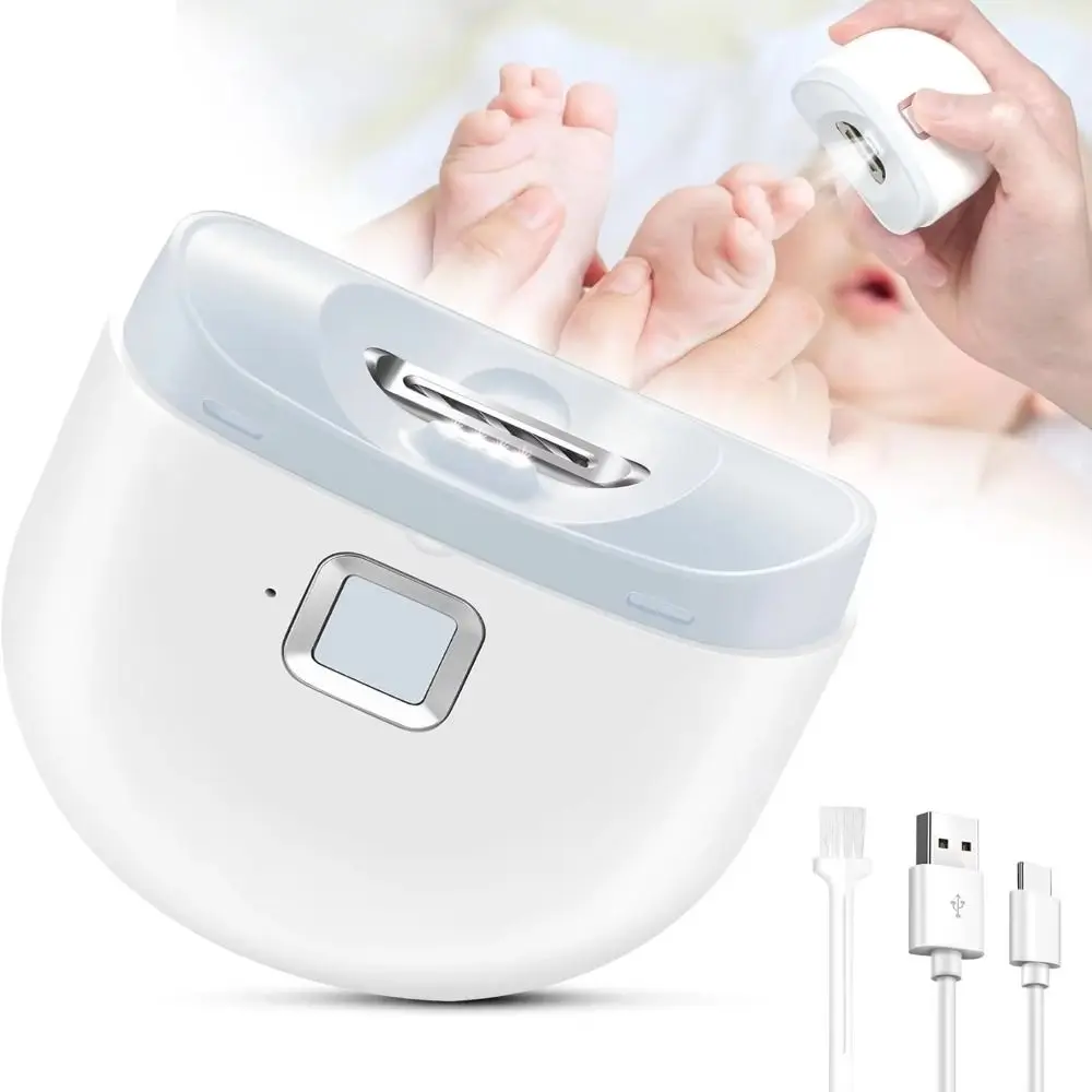 

2 In 1 Electric Nail Clipper Anti-Splash with LED Light Automatic Nail Trimmer USB Charging Portable Nail Polishing Grinder