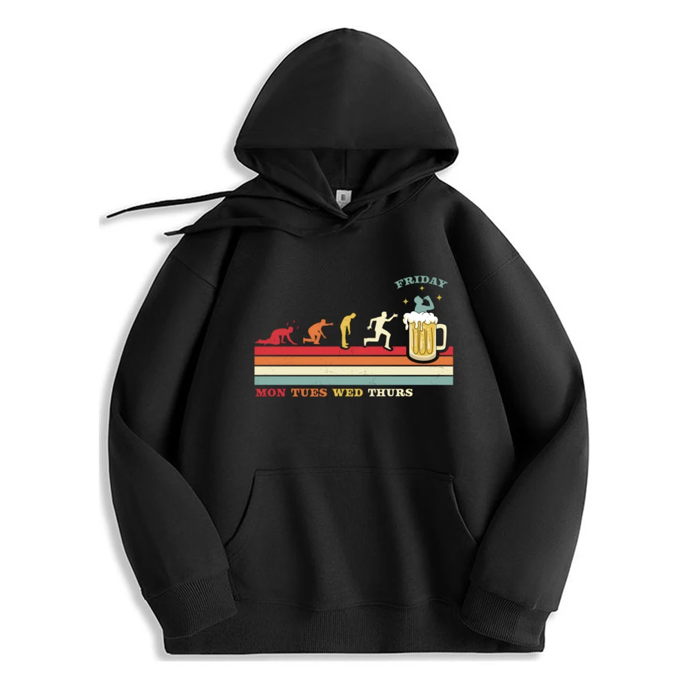 

Monday Tuesday Hump Day Thursday Fri Beer Drinking Hoodie Loose Comfortable ​​ Luxury Clothing Men's Sweatshirt​