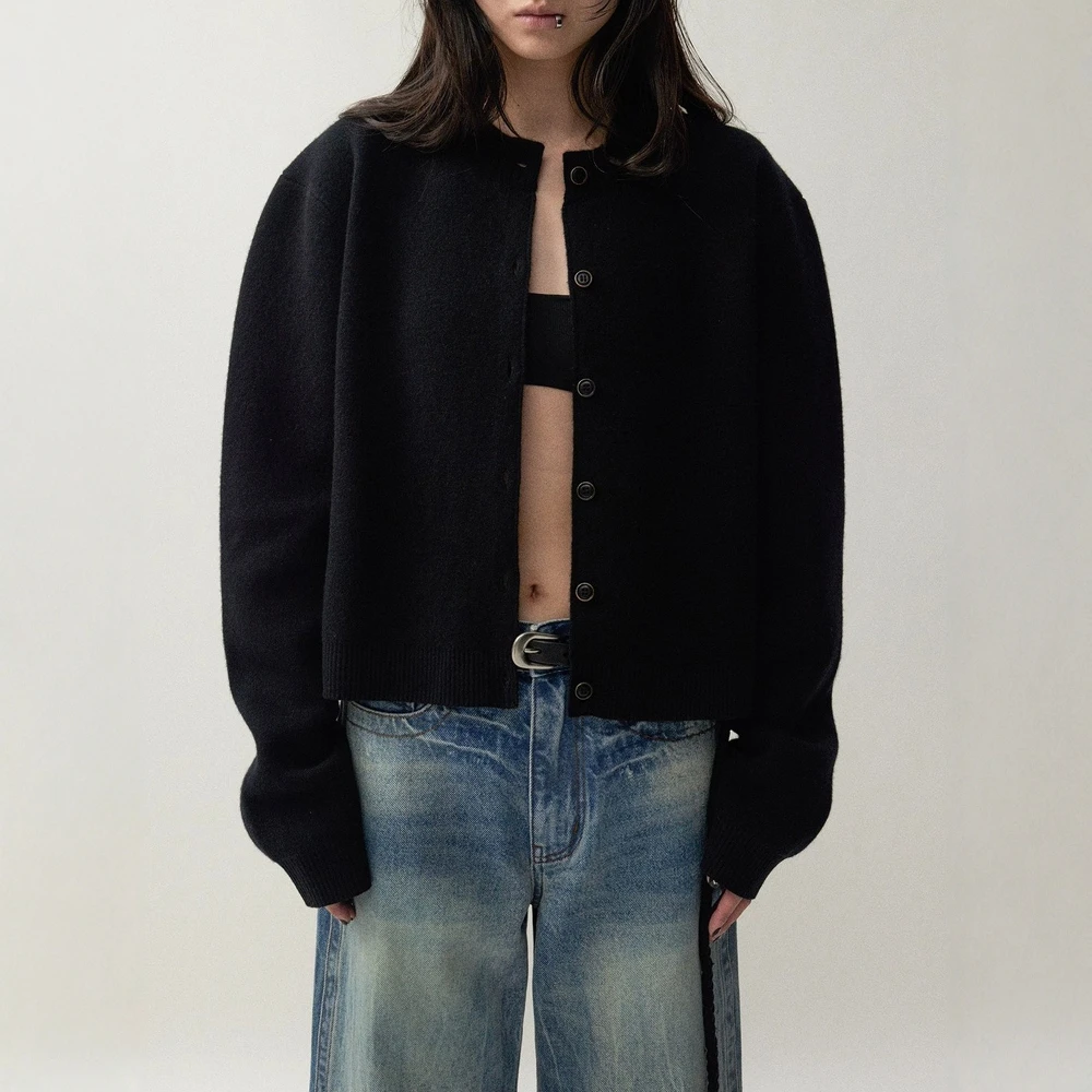 

Women's Long Sleeve Cardigan Basic Plain Crew Neck Button Front Casual Fashion Autumn Winter Top