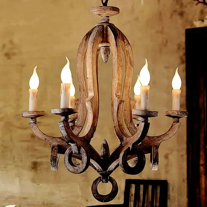 ERTY American country style retro restaurant industry bar rotten wood living room European-style chandelier