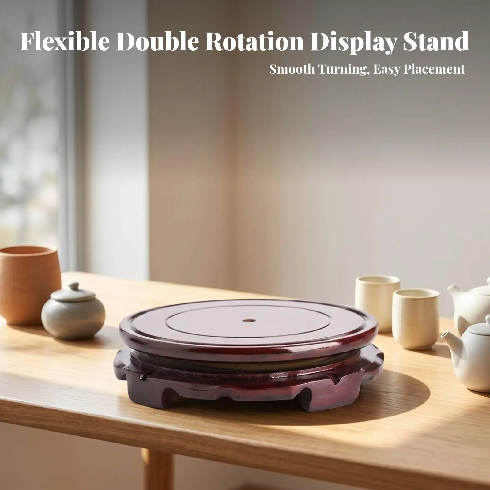 Wooden Turntable 360° Rotation Rotating Display Platform Decorative
