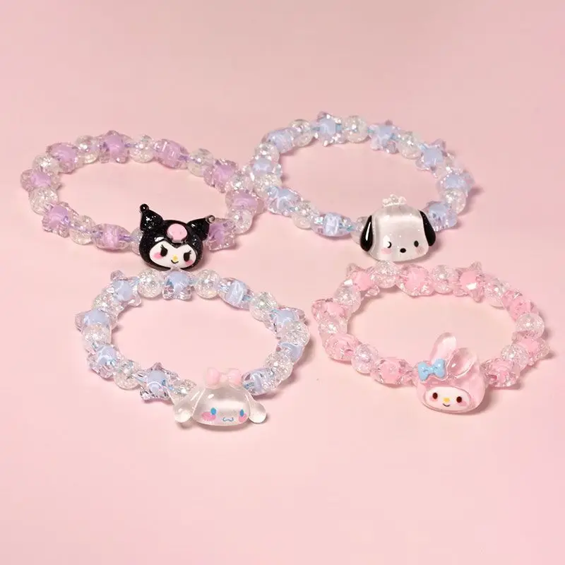 

Kawaii Sweet Sanrio Crystal Couple Bracelet Cute Cartoon Yugui Dog Kuromi Bracelet Giving Best Friends Classmates Birthday Gift