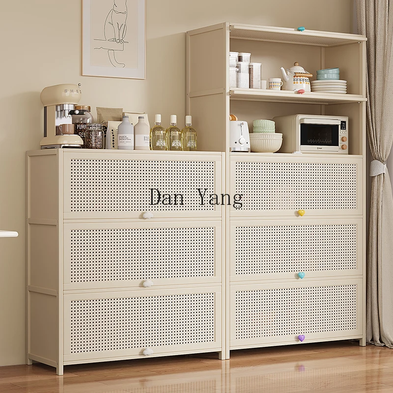 yj cream wind kitchen side cabinet storage microwave oven side cabinet tea cabinet storage storage against the wall