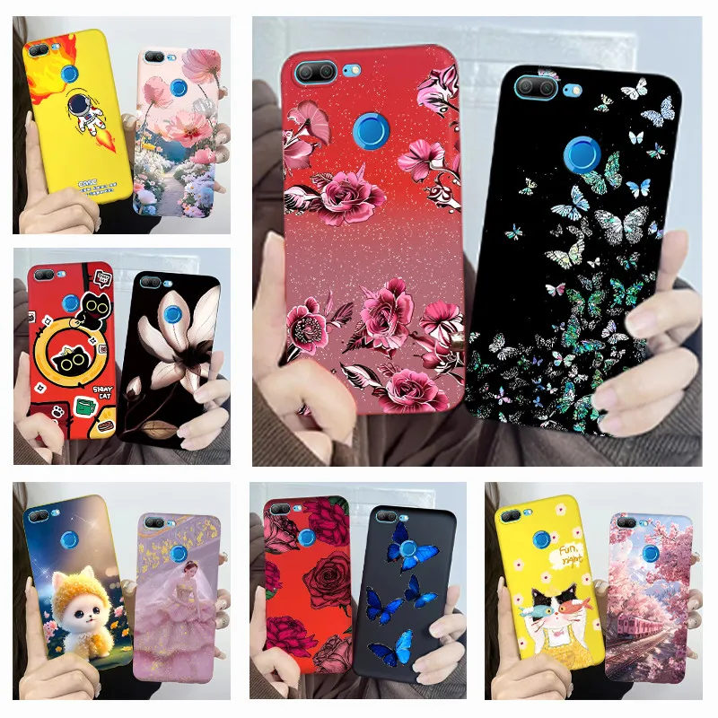 For Honor 9 Lite LLD-L21 LLD-L31 Phone Case Flower Girl Design Soft Silicone TPU Back Housing for Honor 9 STF-L09 STF-AL10 Cover