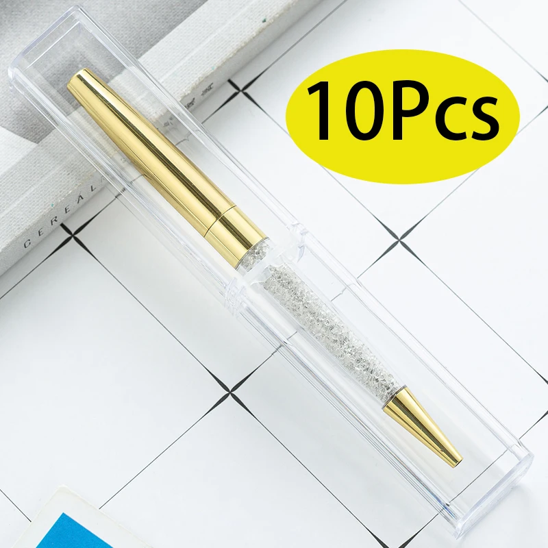 

10Pcs Metal Ballpoint Pen Ballpoint Pen Crystal Pen Clear Acrylic Ballpoint Pen With Case Gift Boxes Storage Cases