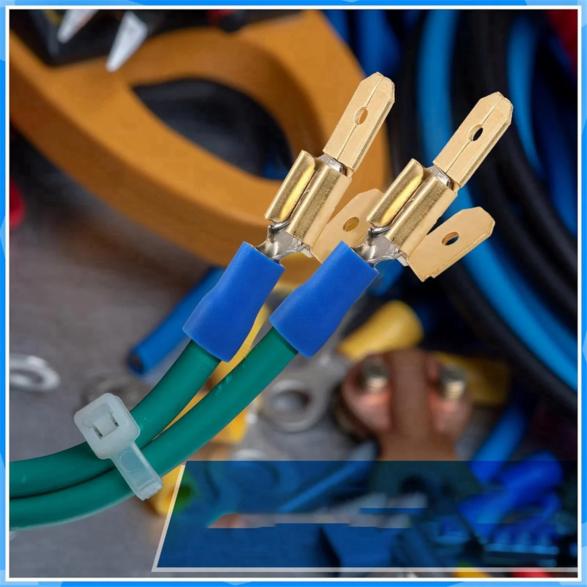 

25 Pcs Piggyback Spade Connectors, 3 Way Adapter Dual Male to Single Female Brass Quick Disconnect Connectors Z