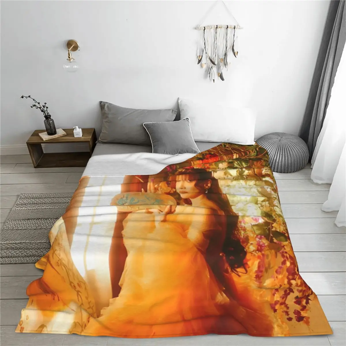 Ayliva Lieb Mich Music Flannel Throw Blankets Pop Singer Blankets for Bedding Couch Ultra-Soft Bedroom Quilt