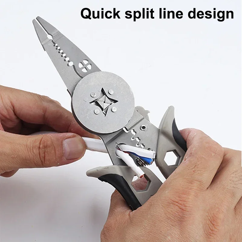 

Многофункциональные плоскогубцы для электрика, инструмент для зачистки проводов, сепаратор проводов, режущий обжимной инструмент для установки ремонта кабеля