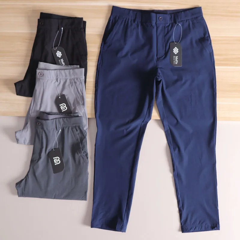 

Outdoor Men's Casual Pants Straight Leg Tech Fabric Lightweight Cool Qui Dry Breathable Summer Loose Fit Zipper Waist