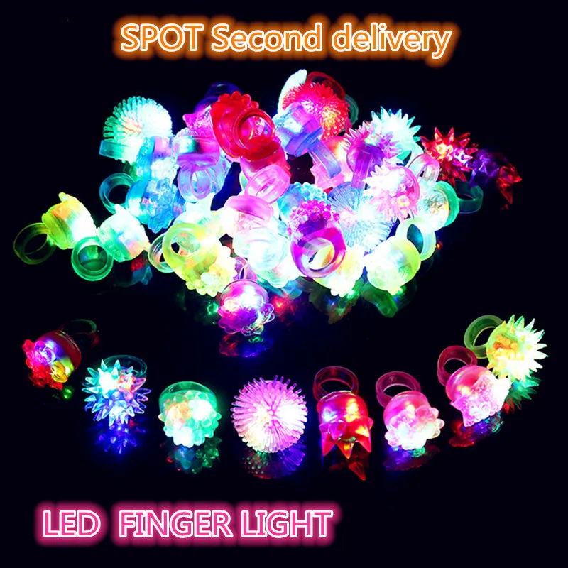 LED Hair Finger Lights Finger Flashing Lights Night Market Stalls Toys Children\'s Flash Soft Rubber Ring Soft Rubber Ring