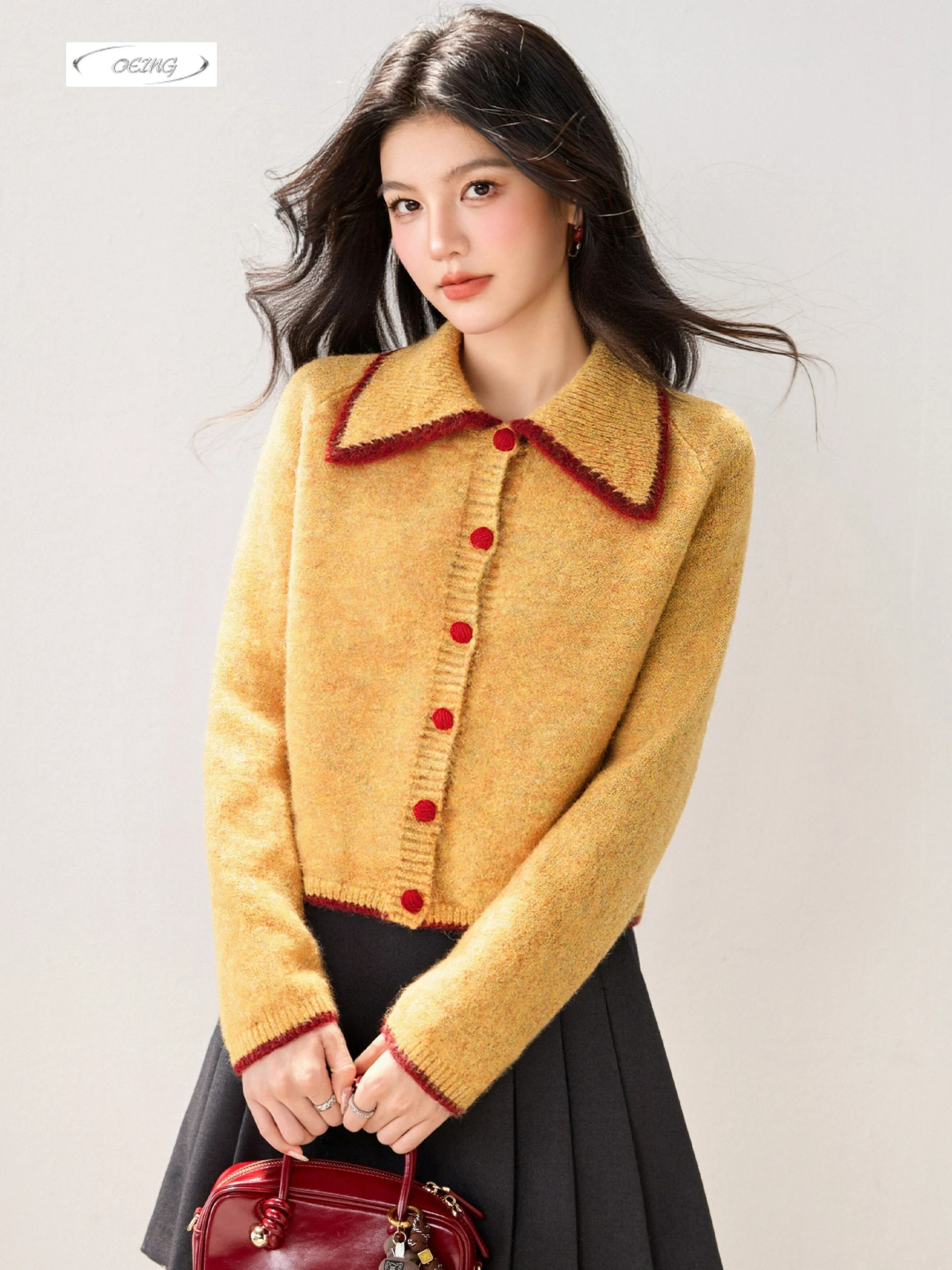 

Elegant Sweet Single Breasted Short Cardigan Knitted Sweater Women Autumn Winter French Style Casual Loose Tops Knitwear 9683