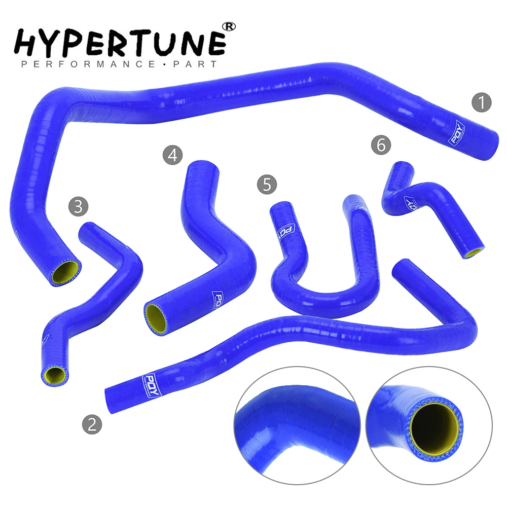 Hypertune - blue And yellow Silicone Radiator Hose Kit for CIVIC SOHC D15 D16 EG EK 92-00 6pcs With PQY logo HT-LX1303C-QY