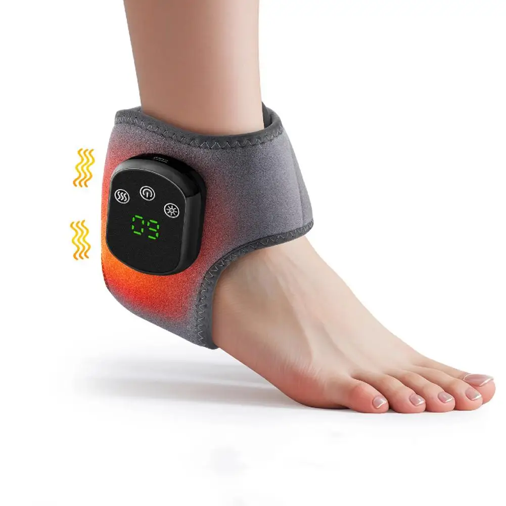 

Ортез для лодыжки с подогревом, беспроводной массажер для лодыжки с 6 настройками нагрева, перезаряжаемая грелка для лодыжки, ЖК-дисплей, поддержка лодыжки с подогревом