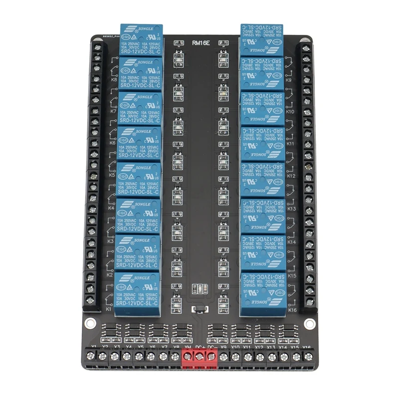 16-Way Relay Control Module/Isolated Expansion Module/High/Low Level Trigger/5V/12V/24V
