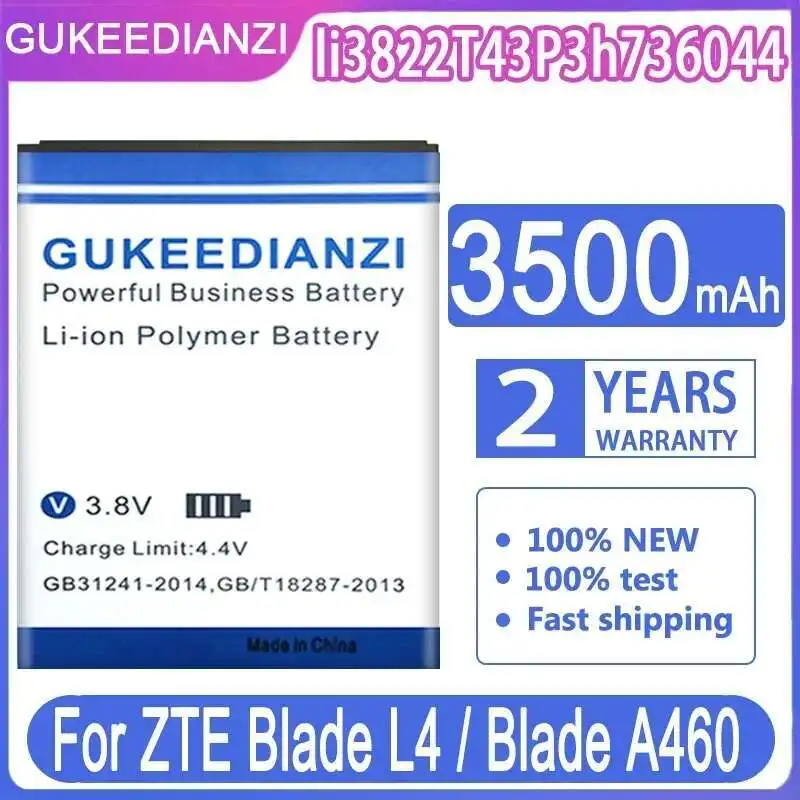 

For Zte Blade L4 A460 3500Mah Environmentally Friendly Li3822t43p3h736044 High Compatibility Mobile Phone Battery