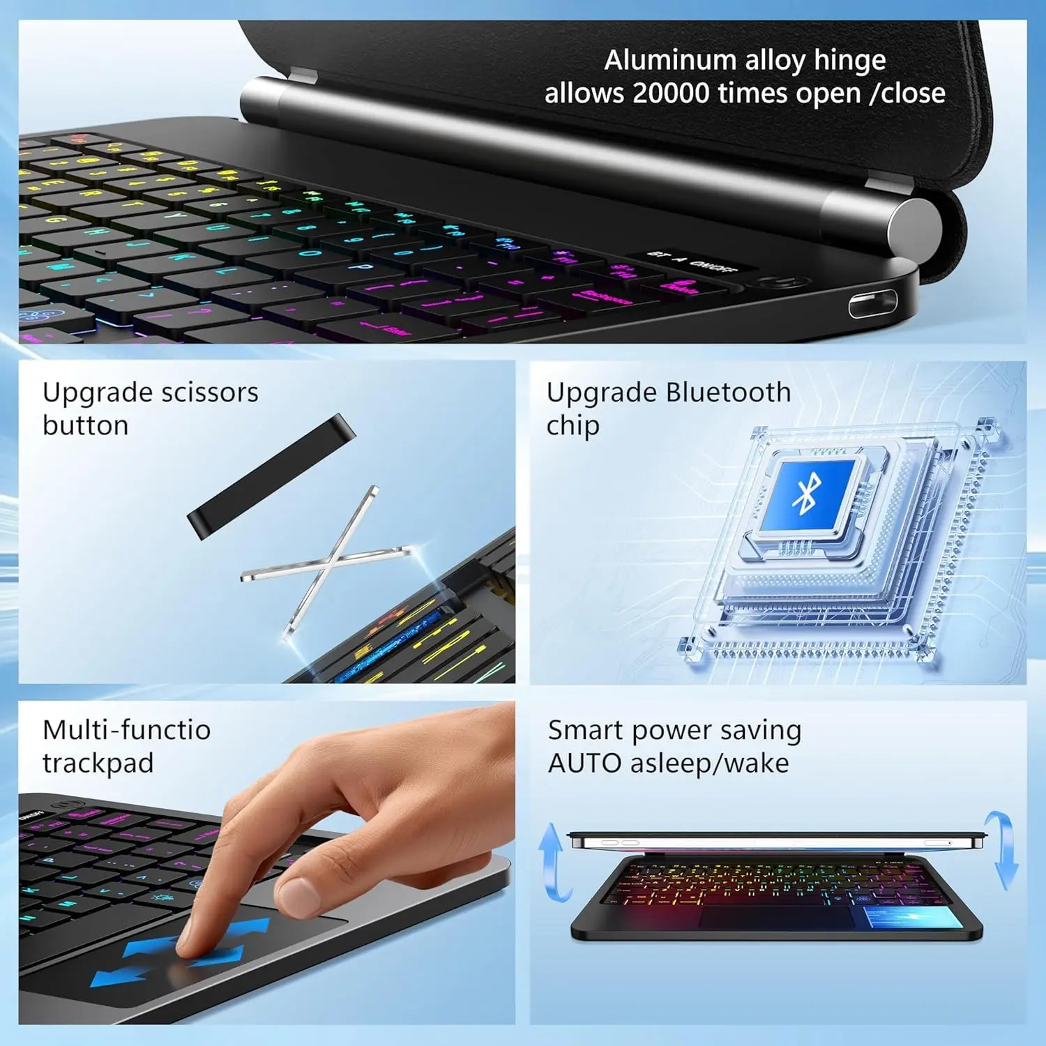 لوحة مفاتيح سحرية لجهاز iPad Air 11 13 M3 M2 M4 Pro 12.9 Pro 11 Air 4 5 10.9 "Smart Pogo Pin اتصال مباشر بإضاءة خلفية متعددة اللمس #4