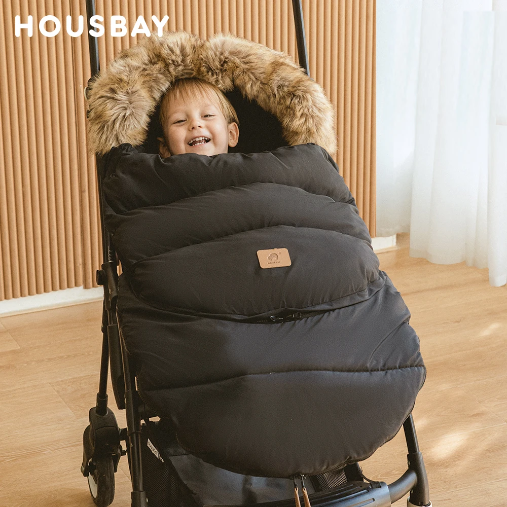 Baby Sleeping Bag In Stroller Winter Windproof Fur Collar Removable 2 Styles Footmuff 0-36 Months For Cart & Basket Newborn