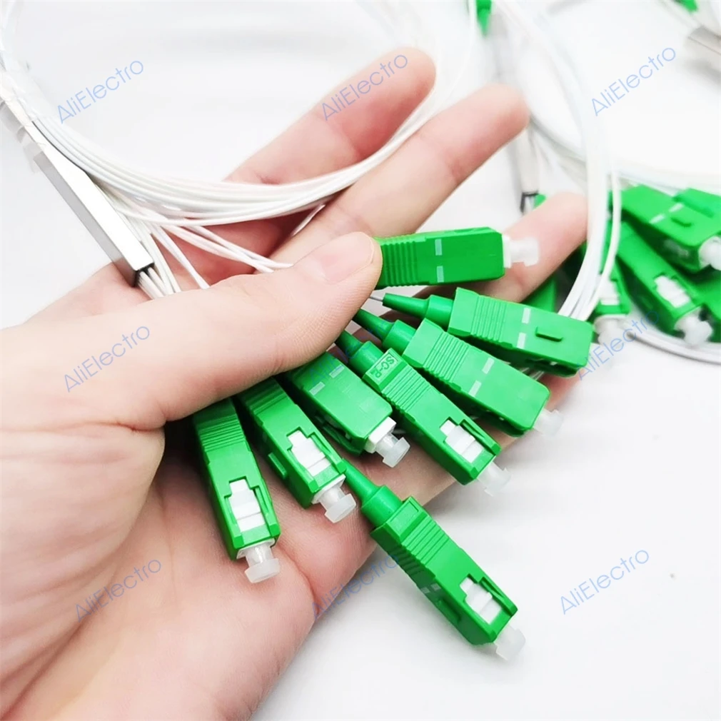 10pcs/lot SC/APC 1X2 1X4 1X8 1X16  PLC Splitter 0.9mm Steel Tube 1m Fiber Optic Splitter  White/Color Optical Fiber Connector