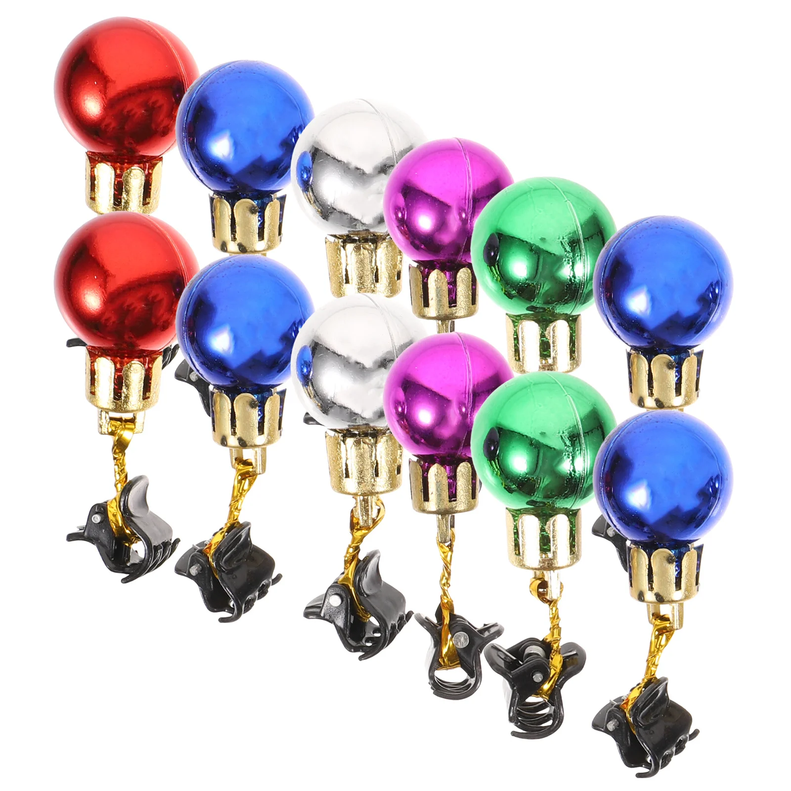 12 قطعة كرة عيد الميلاد قلادة اللحية كليب لامعة ملونة الوجه الشعر الحلي للرجال عطلة ديكور حفلة ملحق عيد الميلاد زي