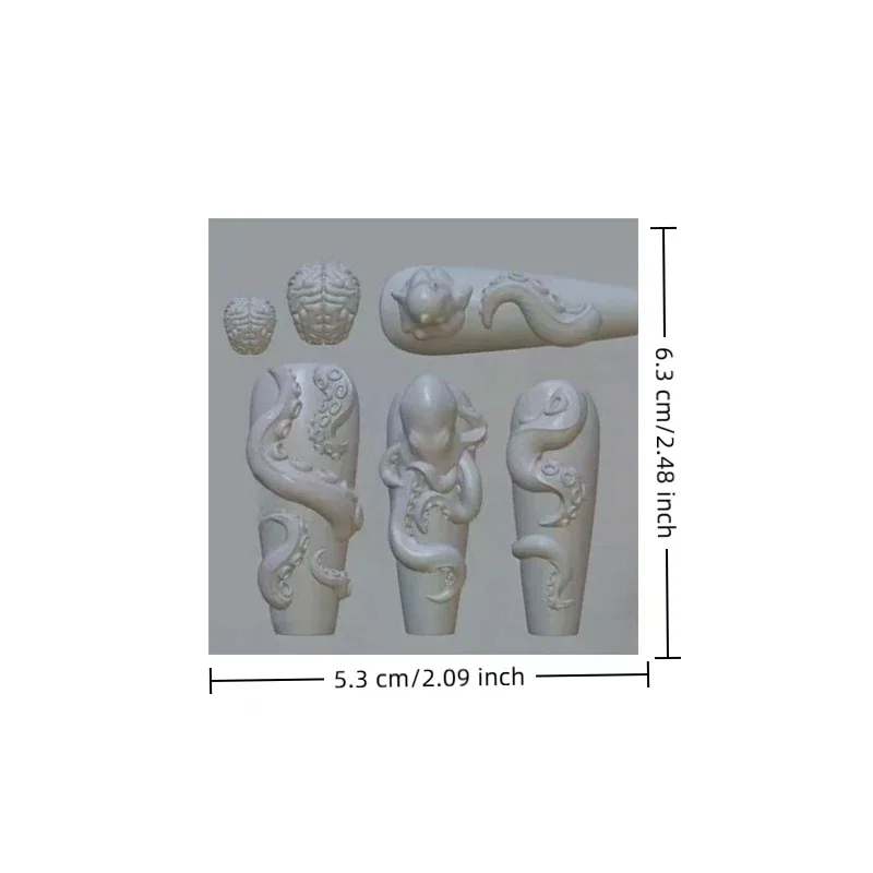 Molde de unha 3d, anel azul do mar profundo, estênceis de estampagem de polvo, esmalte em gel uv, molde de arte, ferramenta de escultura em silicone, design diy, charme de unha