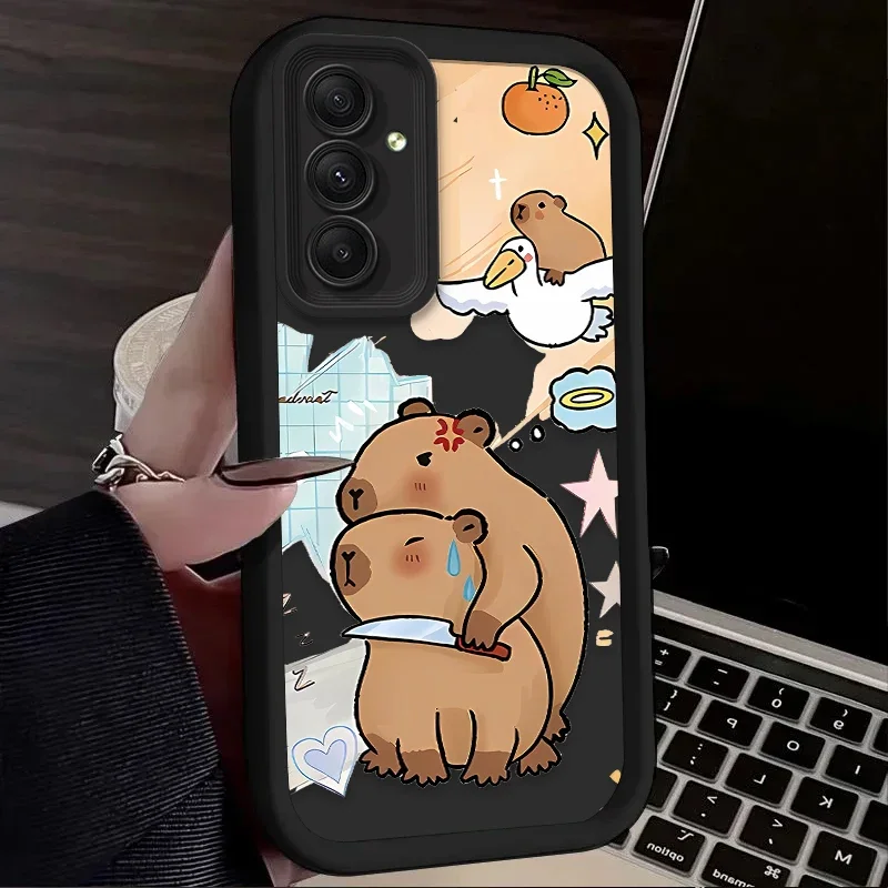 Lovely Cartoon Capybara Case for Samsung Galaxy A35 A55 A15 A25 A16 A06 A05 A05S A24 A13 A23 A12 A22 A32 A52 A71 A51 4G Cover