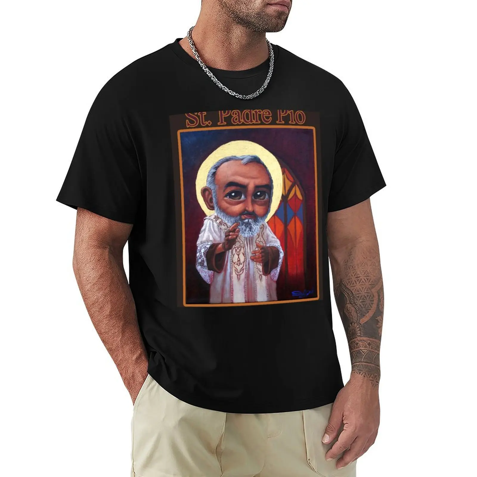 

St Padre Pio T-Shirt for a boy Short sleeve tee men t shirts