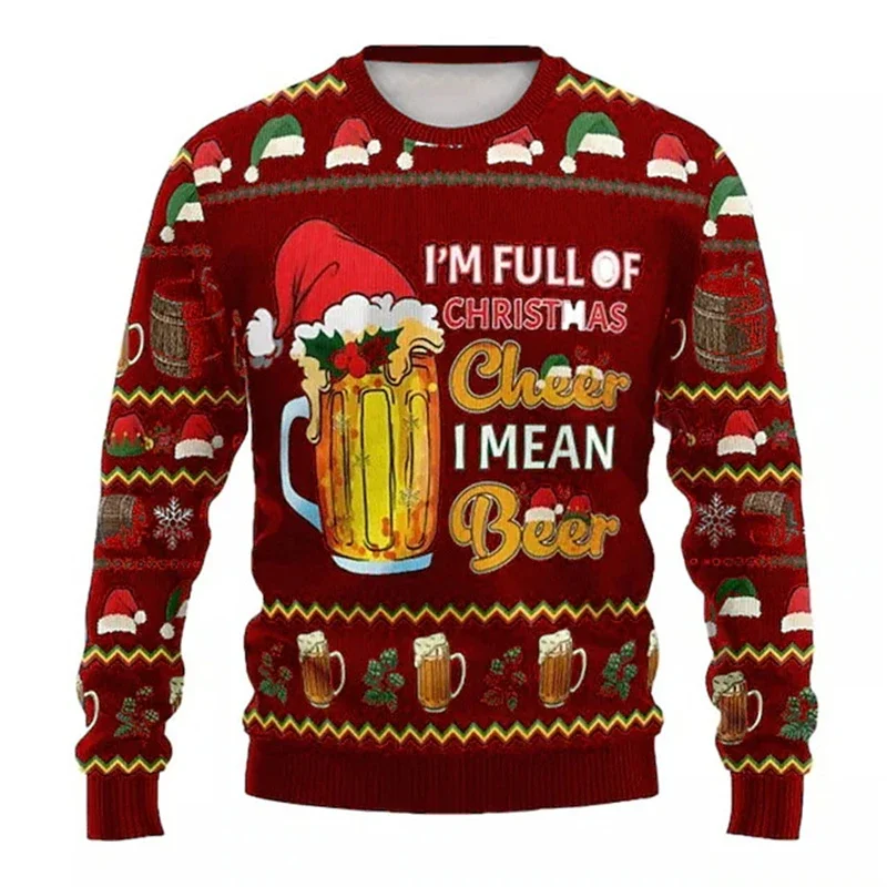 Die schönste Zeit für ein Bier – hässlicher Weihnachtspullover für Herren, bequemer, warmer Herbst- und Winterpullover, lustiger Weihnachtsparty-Pullover. – Detail 3