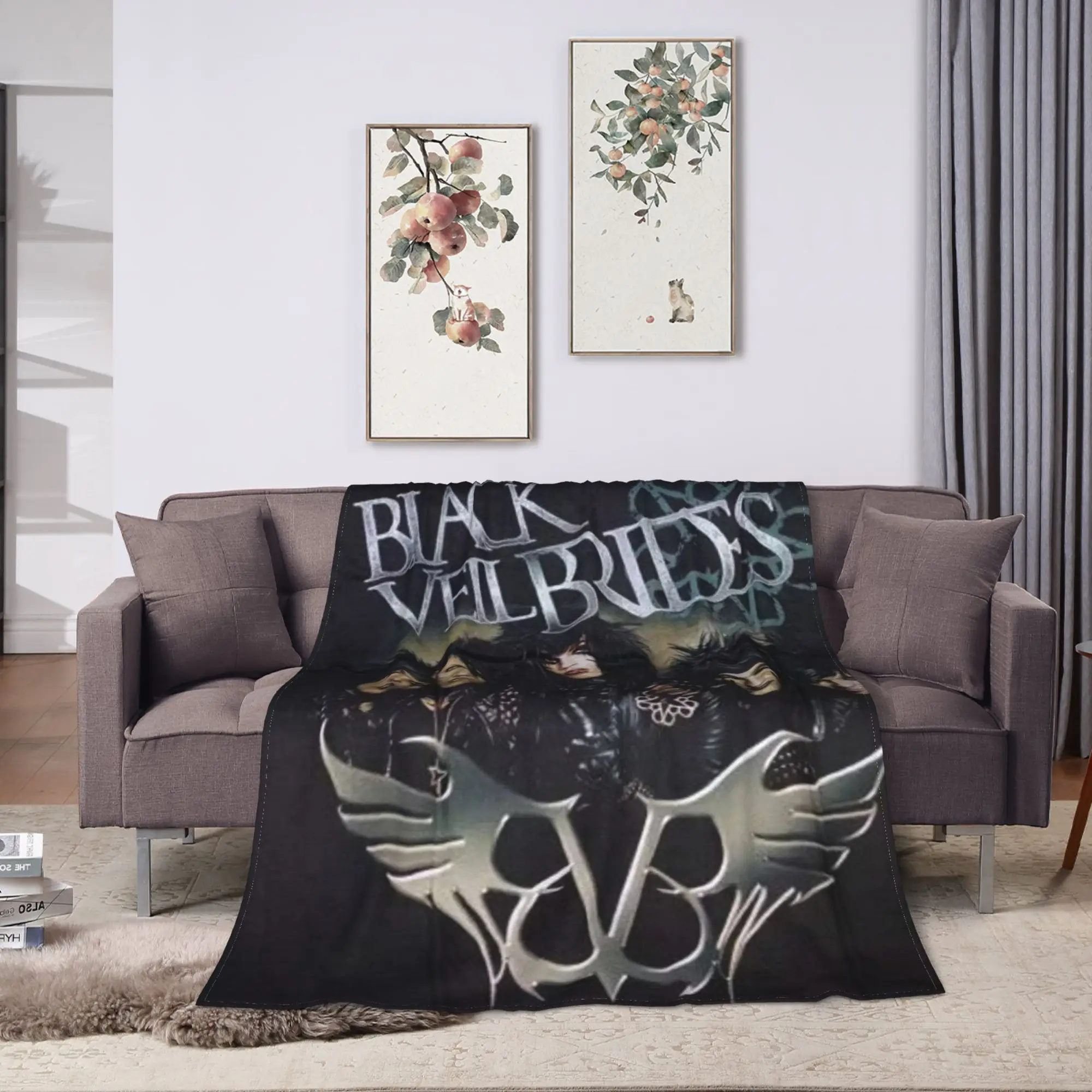 BLACK VEIL BRIDES BAND Blanket  Warm Novelty Plush Throw Blanket For Kids Adult Bedroom Flannel Bedspread Bed Cover