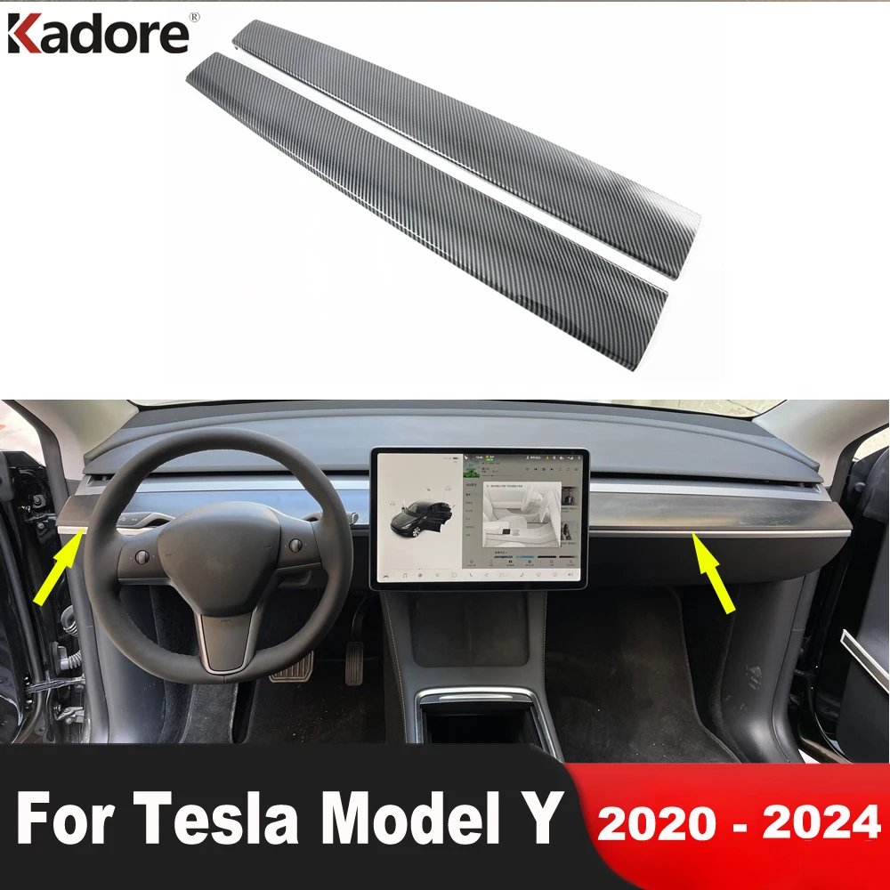 

Центральная консоль из углеродного волокна для Tesla Model Y 2020 2021 2022 2023 2024, панель приборной панели, отделка, аксессуары для интерьера