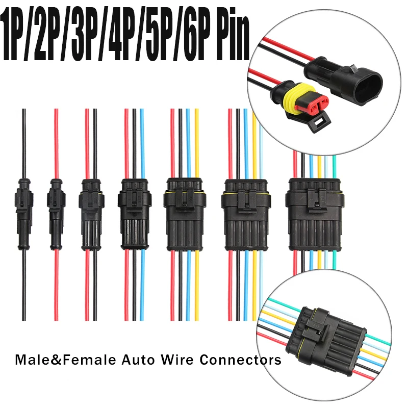 1P/2P/3P/4P/5P/6P Pin Male & Female Waterproof Electrical Connector Plug with Cable Auto Wire Terminals Connector Banana Plug