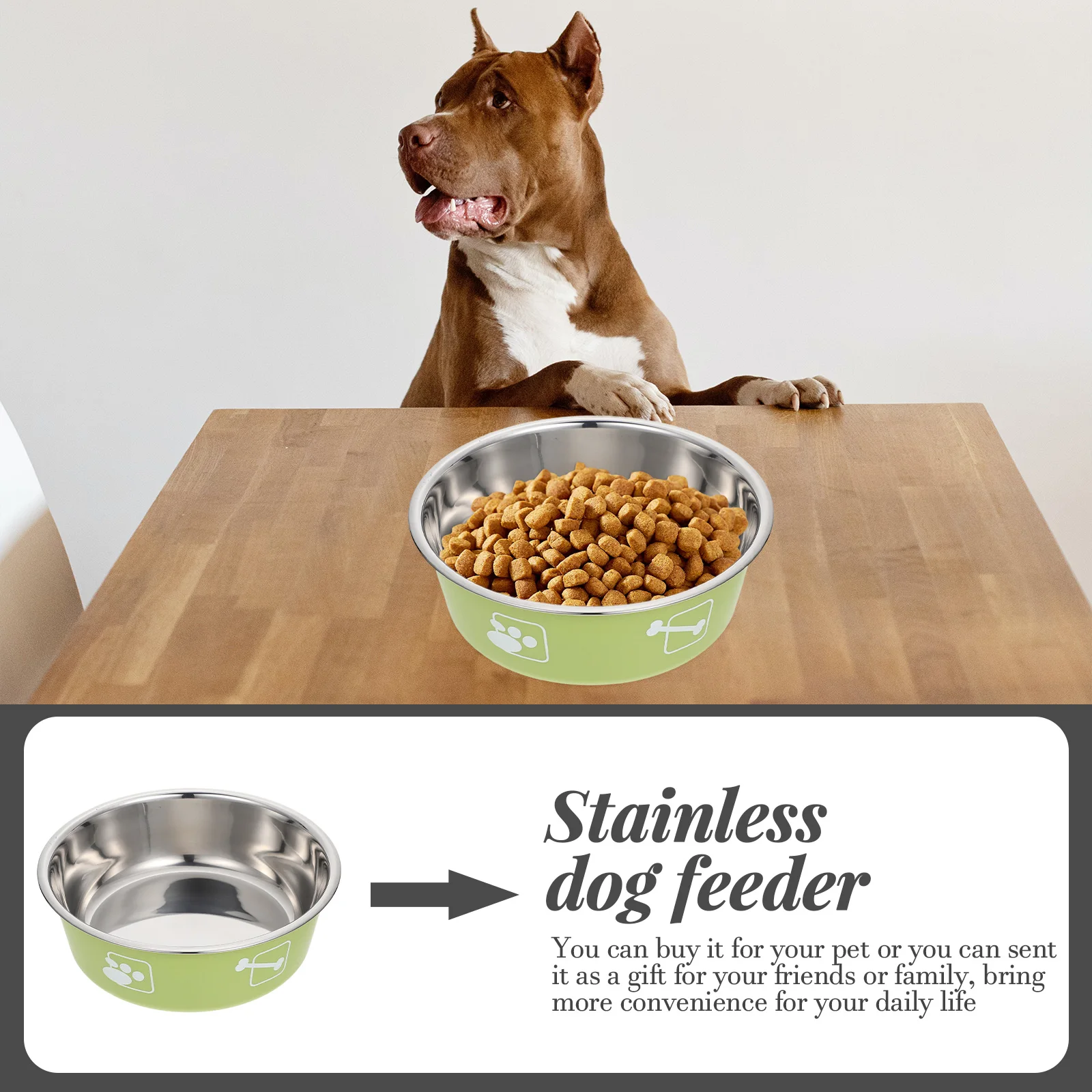 

Stainless Steel Dog Bowl Anti-Skidding Bite Resistant Unique Design Indoor Pet Feeding Water Container Easy Clean Smooth Surface