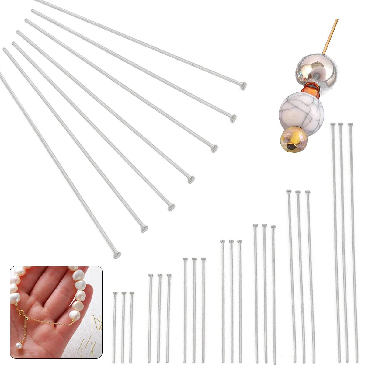 

100Pcs/Lot 20-70Pcs Stainless Steel T-shaped Needle Diy Jewelry Accessories Earring Beading Eye Pins for Jewelry Making Supplies