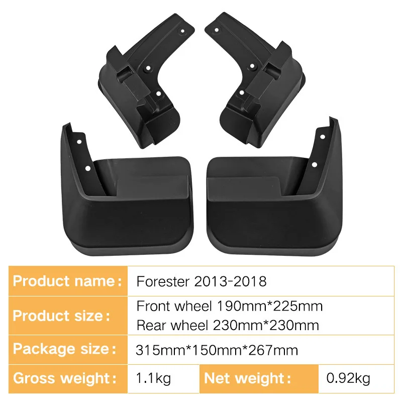 FOR Subaru Forester 2013-2018 Car Molded Mud Flaps Splash Guards Mudguards Front Rear Styling Front Rear Car Accessories