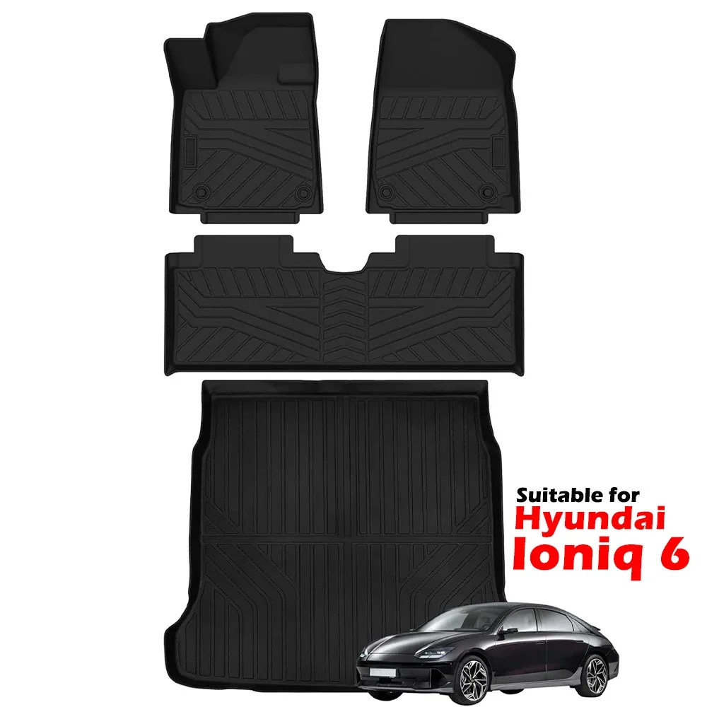 Floor Mats for 2023 2024 Hyundai Ioniq 6 All Weather Waterproof Floor Mats Rear Cargo Liner Trunk Mat Interior Accessories