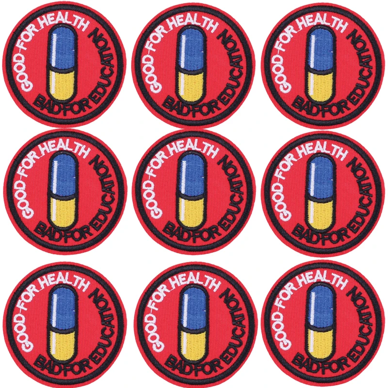 10PCS Round Iron on Patches Embroidery Badge Movie Anime Patch for Clothing Pill Sewing Patch Stickers Appliques Cheap Item