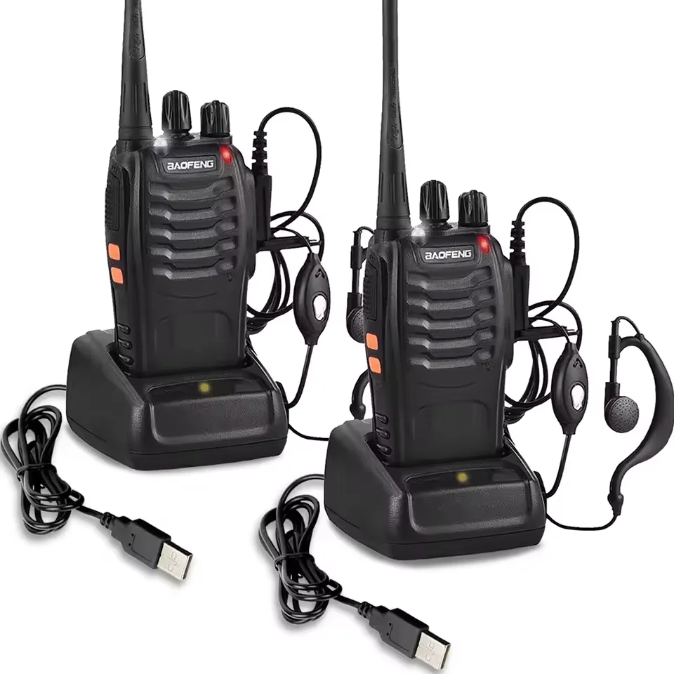 2PCS Baofeng 888S Walkie Talkie 888S 5W Ham Two-Way Radio Set UHF 400-470MHz 16CH Walkie-Talkie Transceiver USB Charger